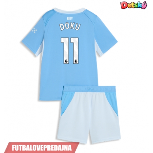 Lacne Dětský Futbalové dres Manchester City Jeremy Doku #11 2026-27 Krátky Rukáv - Domáci (+ trenírky)